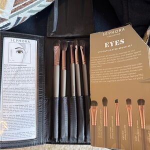 NWOT Sephora Collection “Eyes Uncomplicated brush set” w/pouch